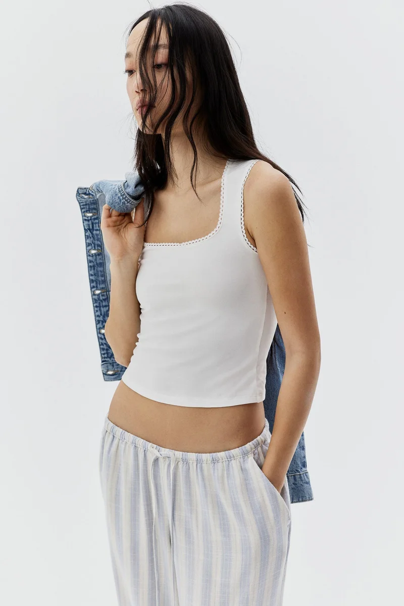 H&M Picot-trimmed vest top